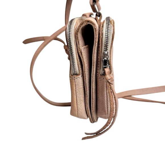 Madewell Twin Pouch Leather Crossbody Bag Washed Leather Light Tan Purse - Picture 13 of 16